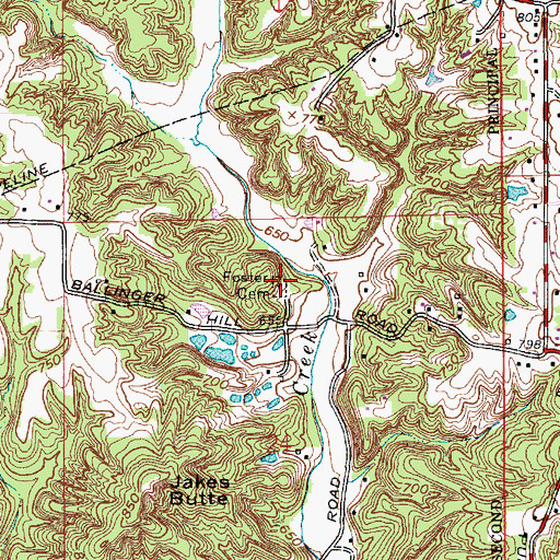 Topographic Map of Foster Cemetery, IN