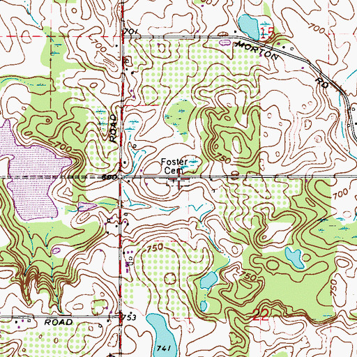 Topographic Map of Foster Cemetery, IN