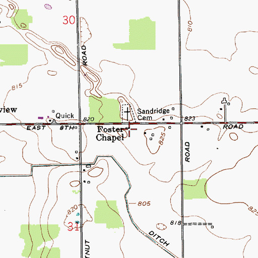 Topographic Map of Foster Chapel, IN