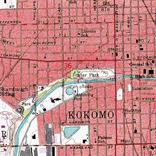 Topographic Map of Foster Park, IN