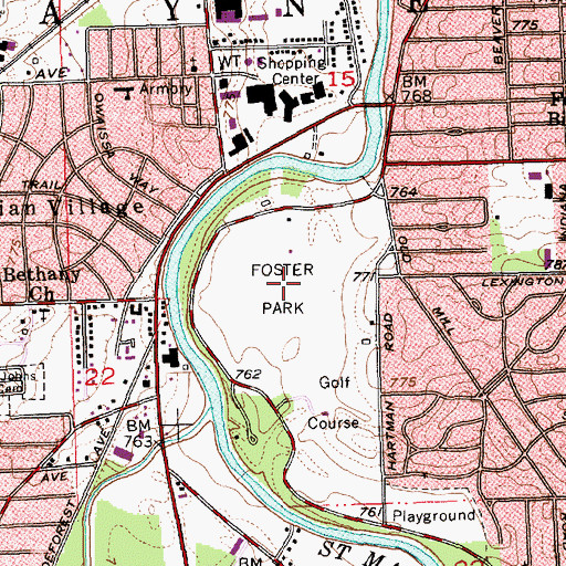 Topographic Map of Foster Park, IN