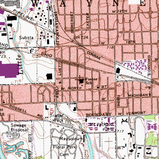 Topographic Map of Stephen Collins Foster Elementary School, IN