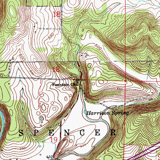 Topographic Map of Fountain Church, IN
