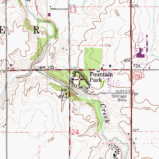 Topographic Map of Fountain Park, IN
