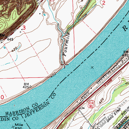 Topographic Map of Fourmile Creek, IN