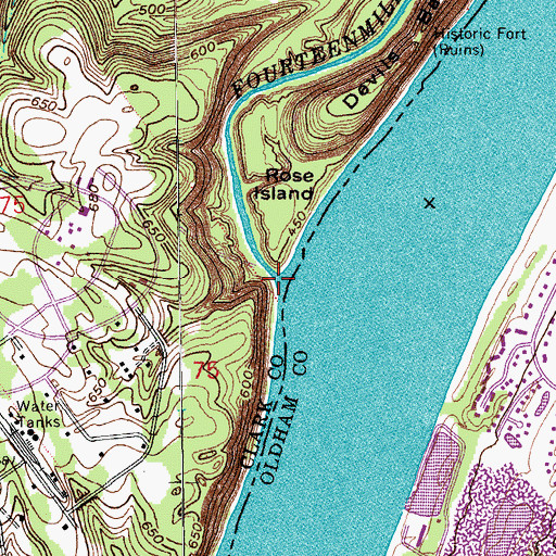 Topographic Map of Fourteenmile Creek, IN