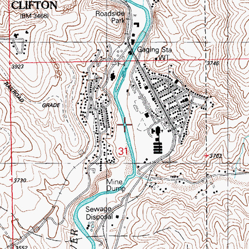 Topographic Map of KLCF-AM (Clifton), AZ
