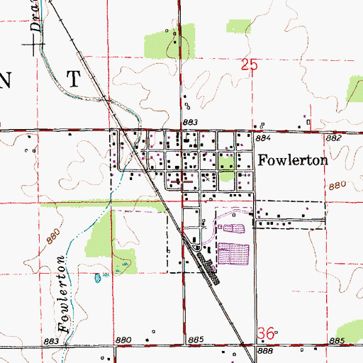 Topographic Map of Fowlerton, IN