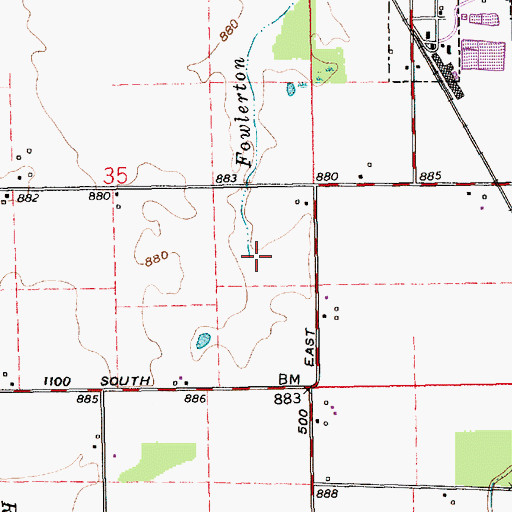Topographic Map of Fowlerton Drain, IN