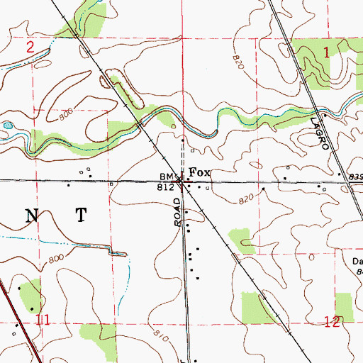 Topographic Map of Fox, IN