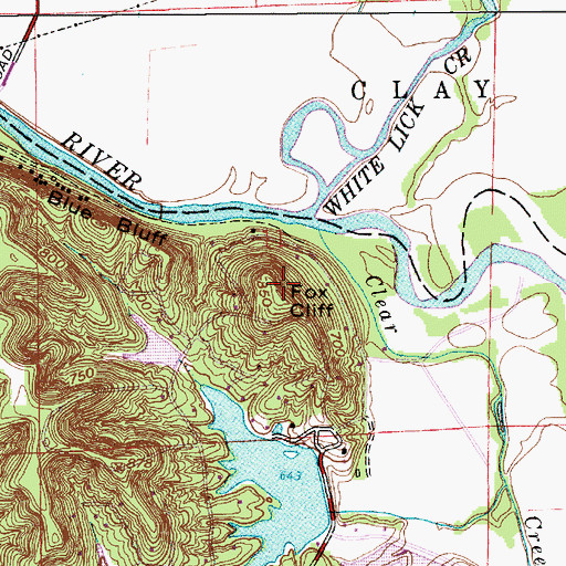 Topographic Map of Fox Cliff, IN