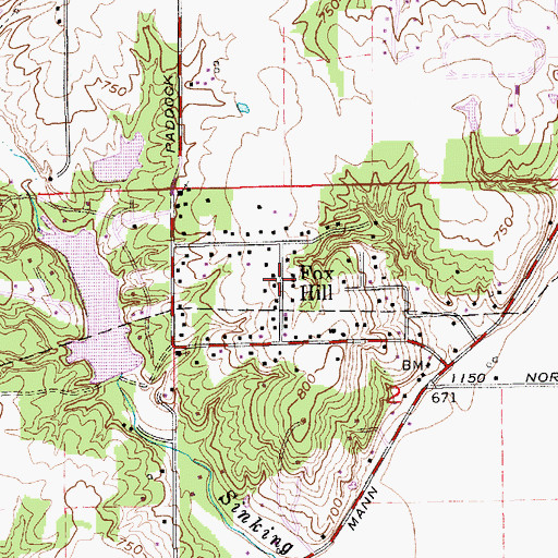 Topographic Map of Fox Hill, IN
