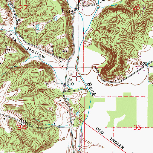 Topographic Map of Fox Hollow, IN