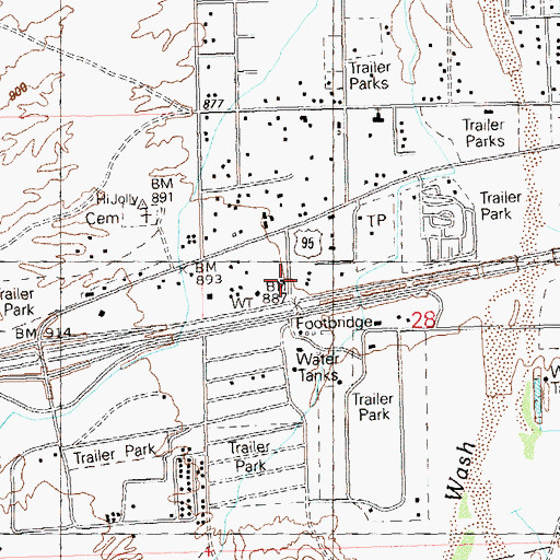 Topographic Map of Arizona Highway Maintenance Yard - Quartzsite, AZ