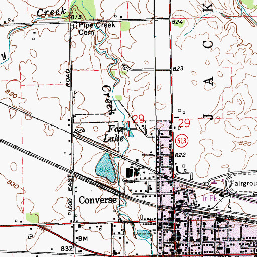Topographic Map of Fox Lake, IN