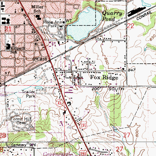 Topographic Map of Fox Ridge, IN