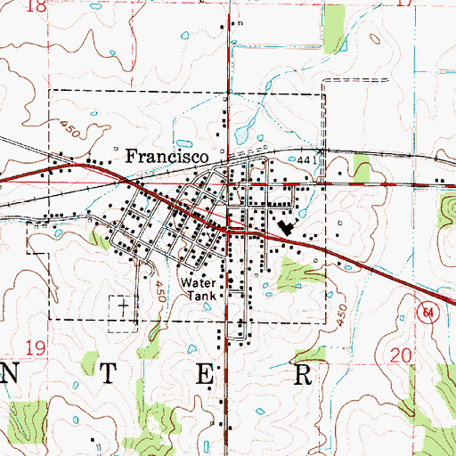 Topographic Map of Francisco, IN