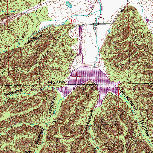 Topographic Map of Frank Garrett Hollow, IN