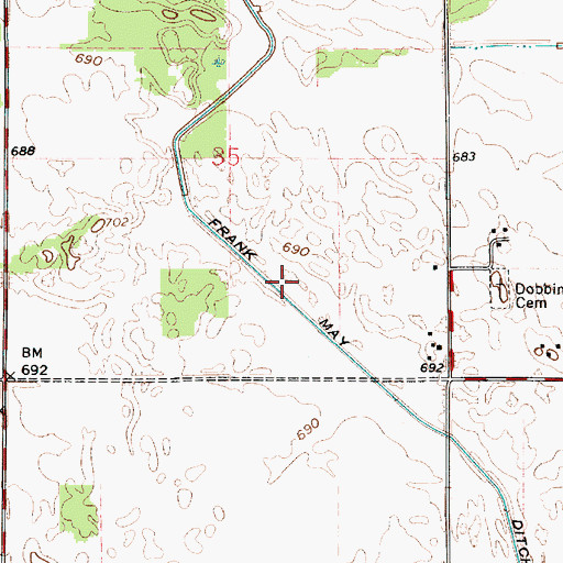 Topographic Map of Frank May Ditch, IN