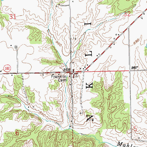 Topographic Map of Franklin Cemetery, IN