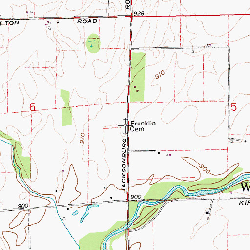 Topographic Map of Franklin Cemetery, IN
