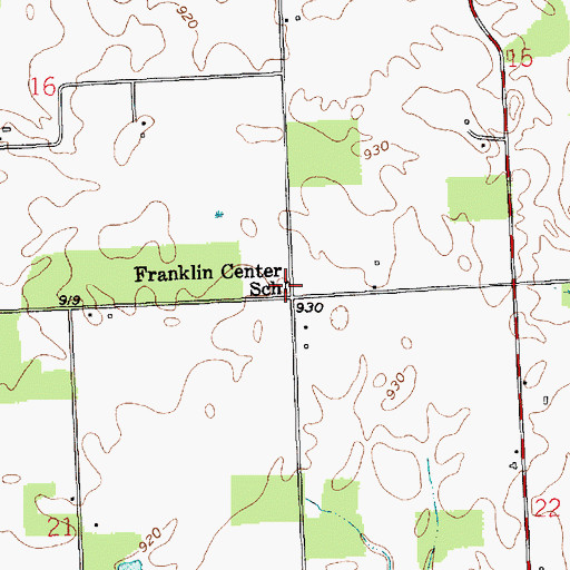 Topographic Map of Franklin Center School, IN