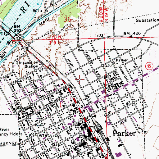 Topographic Map of KZUL-AM (Parker), AZ