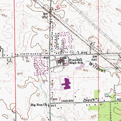 Topographic Map of Franklin Central High School, IN