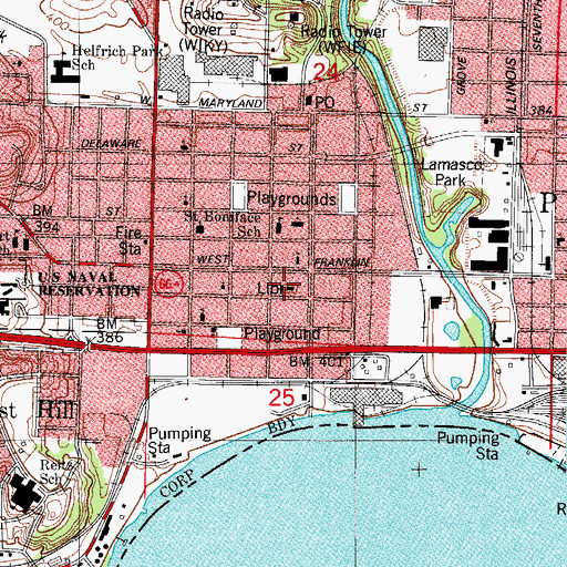 Topographic Map of Franklin Park, IN