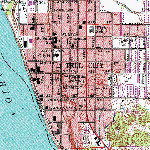 Topographic Map of Franklin School, IN