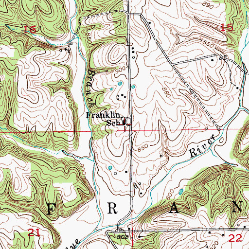 Topographic Map of Franklin School, IN