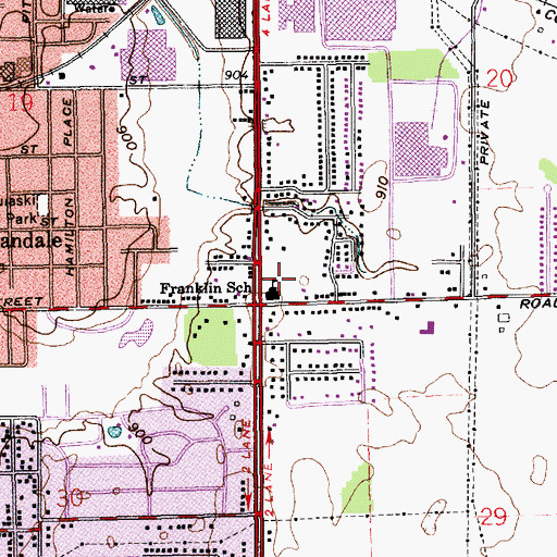 Topographic Map of Franklin Elementary School, IN