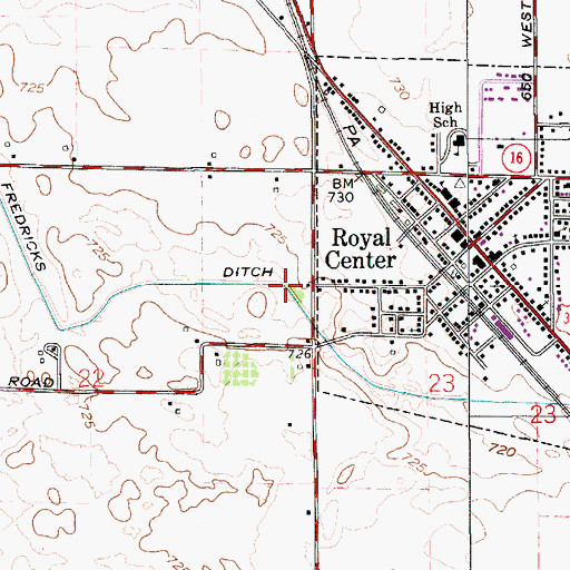 Topographic Map of Fredericks Ditch, IN