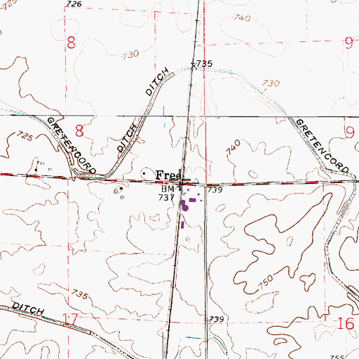 Topographic Map of Free, IN