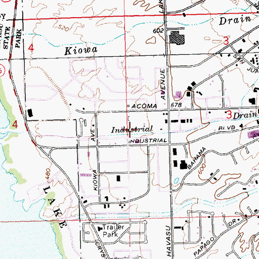 Topographic Map of KBBC-FM (Lake Havasu City), AZ