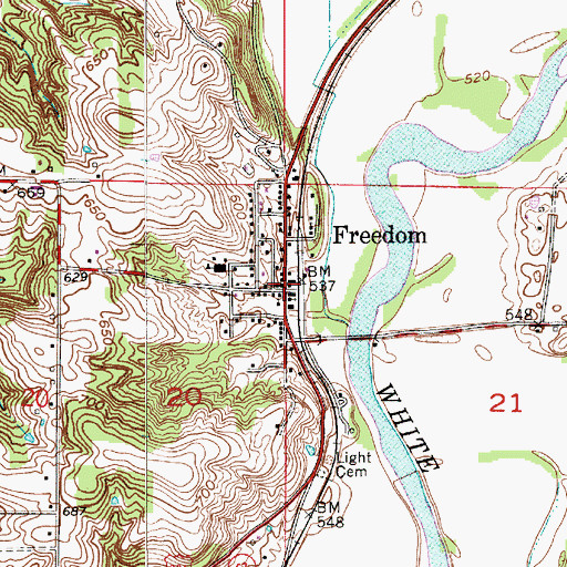 Topographic Map of Freedom, IN