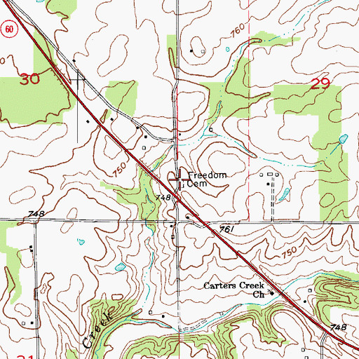Topographic Map of Freedom Cemetery, IN