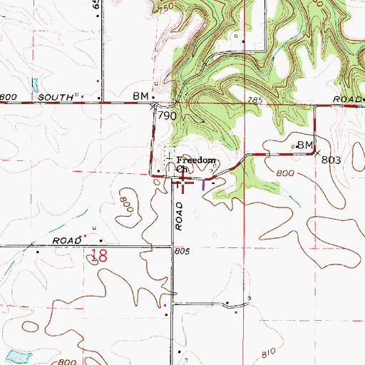 Topographic Map of Freedom Church, IN