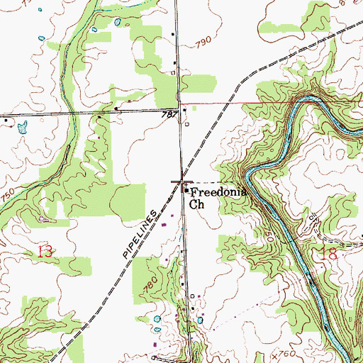 Topographic Map of Freedonia Church, IN