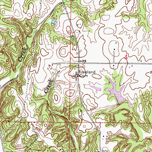 Topographic Map of Freeland Cemetery, IN