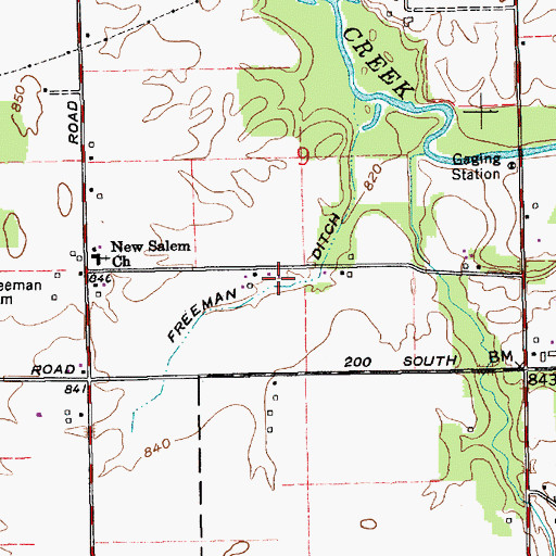 Topographic Map of Freeman Ditch, IN