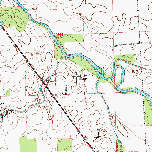 Topographic Map of French Cemetery, IN