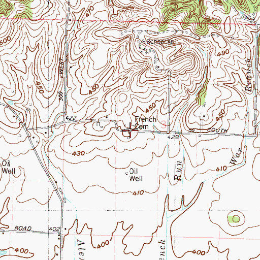 Topographic Map of French Cemetery, IN