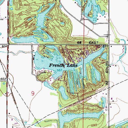 Topographic Map of French Lake, IN