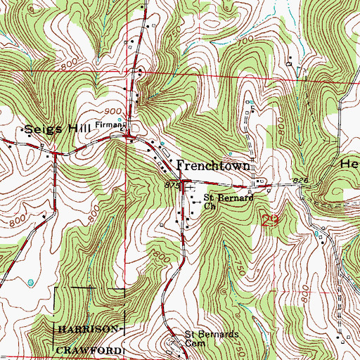 Topographic Map of Frenchtown, IN
