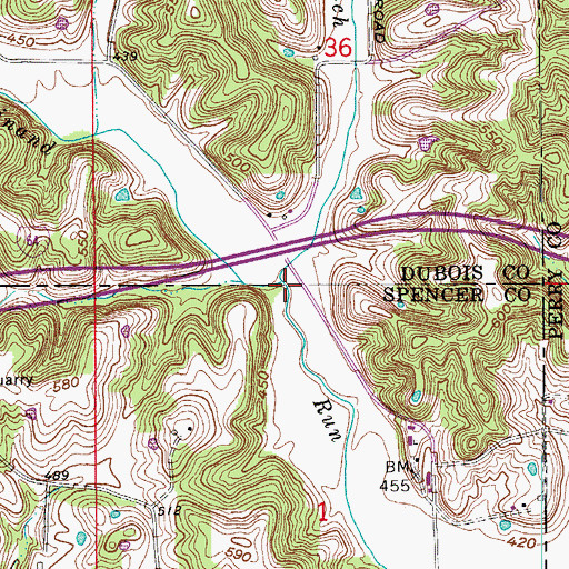 Topographic Map of Friday Branch, IN