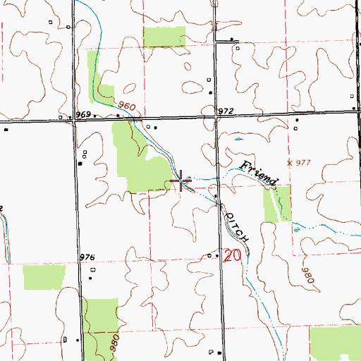 Topographic Map of Friend Run, IN