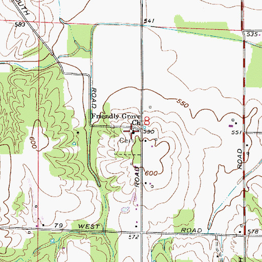Topographic Map of Friendly Grove Church, IN