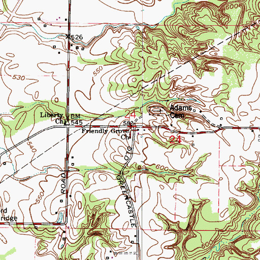 Topographic Map of Friendly Grove Church, IN