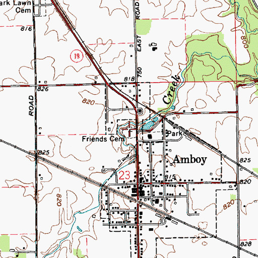 Topographic Map of Friends Cemetery, IN
